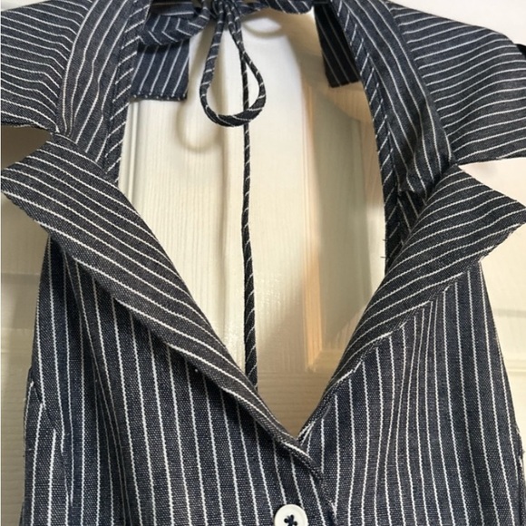 Striped Sleeveless Button-Down Dress - Picture 2 of 5